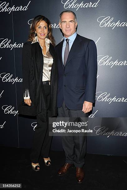 Grace Alanis and Sergio Dompe attend Chopard Store Opening on October 18, 2012 in Milan, Italy.