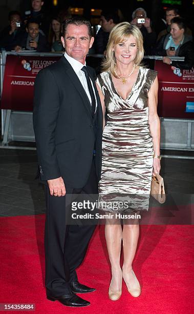 Anthea Turner and Grant Bovey attend the Premiere of 'Crossfire Hurricane' during the 56th BFI London Film Festival at Odeon Leicester Square on...
