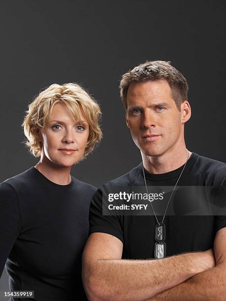 Season 5 -- Pictured: Amanda Tapping as Maj. Samantha Carter, Ben Browder as Lt. Colonel Cameron Mitchell --