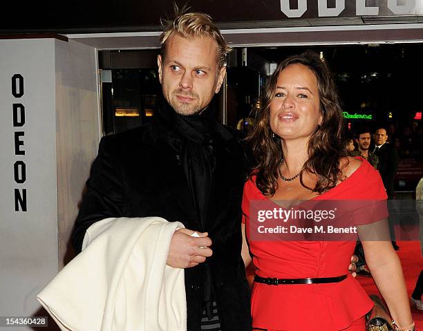 Adrian Fillary and Jade Jagger attend the Gala Premiere of 'Crossfire Hurricane' during the 56th BFI London Film Festival at Odeon Leicester Square...