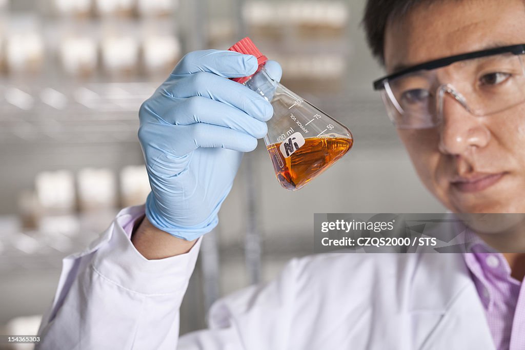 Biology researcher in laboratory
