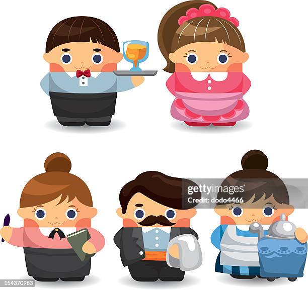waiter and waitress - waitress working stock illustrations