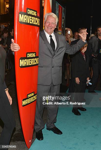 Surfer Frosty Hesson arrives to the premiere of 20th Century Fox's "Chasing Mavericks" on October 18, 2012 in Los Angeles, California.