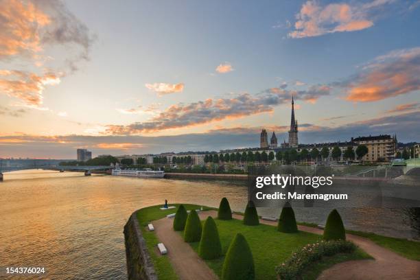 the seine river and the town from corneille bridge - rouen fotografías e imágenes de stock