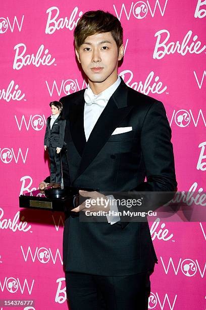 Know of South Korean boy band TVXQ attends during the Promotional event of Mattel Korea 'Barbie the Dream Closet' at Banyan Tree Hotel on October 18,...