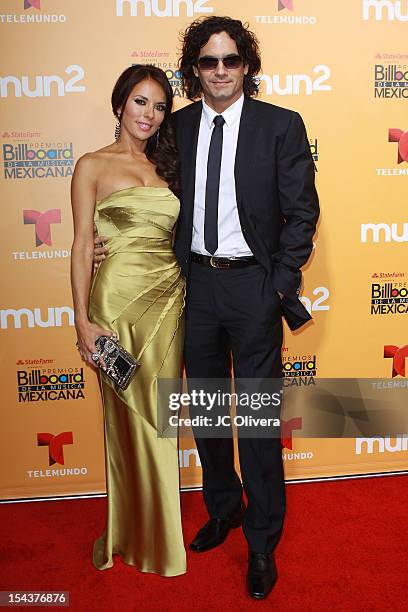 Actors Vanessa Vilella and Mario Cimarro attend the 2012 Billboard Mexican Music Awards Telemundo Official After Party at The Edison on October 18,...