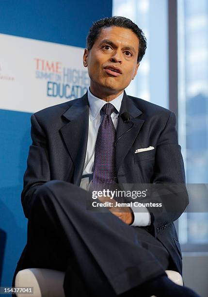Journalist Fareed Zakaria moderates the "Changing Landscapes: From the Digital Classroom to the Global Campus" panal during the TIME Summit On Higher...
