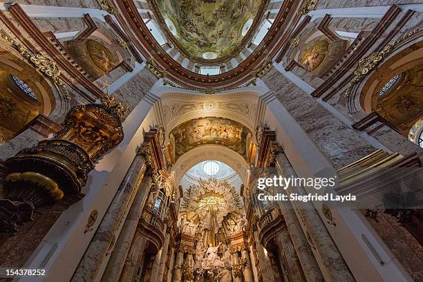 karlskirche interior - karlskirche stock-fotos und bilder