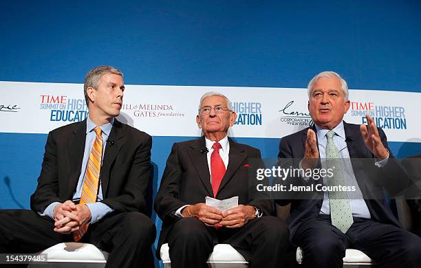 Secretary of Education Arne Duncan, Founder of the Broad Foundations Eli Broad and Former CEO and Chairman of the Board at IBM Louis V. Gerstner Jr....