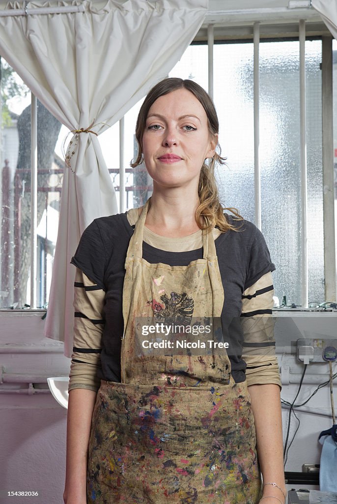 A self employed business women in her studio