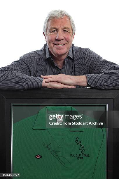 English former goalkeeper Jimmy Montgomery with his jersey from the 1973 FA Cup Final, London, January 2010. In the 1973 match, Montgomery made an...