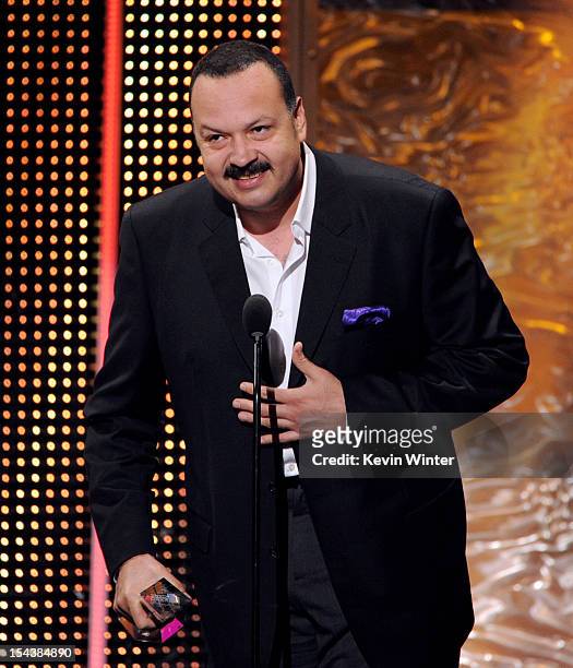 Singer Pepe Aguilar receives the Legado Musical award at the Billboard Mexican Music Awards presented by State Farm on October 18, 2012 in Los...