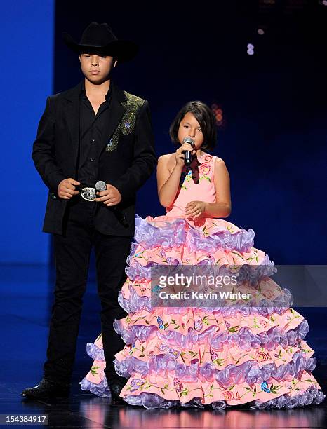 Leonardo Aguilar and Angela Aguilar appear onstage at the Billboard Mexican Music Awards presented by State Farm on October 18, 2012 in Los Angeles,...