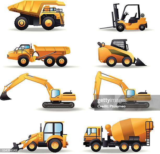construction machinery - earth mover truck stock illustrations