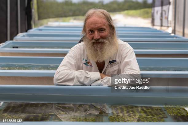 Dr. David Vaughan at the Plant a Million Corals Foundation farm that he founded on July 14, 2023 in Summerland Key, Florida. Mr. Vaughanhopes to grow...