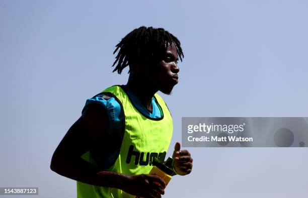 Romeo Lavia during a Southampton FC training session at the Goztepe Training Centre on July 14, 2023 in Izmir, Turkey.