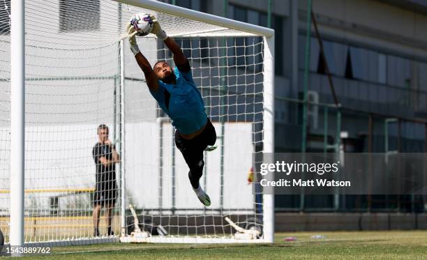 Gavin Bazunu during a Southampton FC training session at the Goztepe Training Centre on July 14, 2023 in Izmir, Turkey.