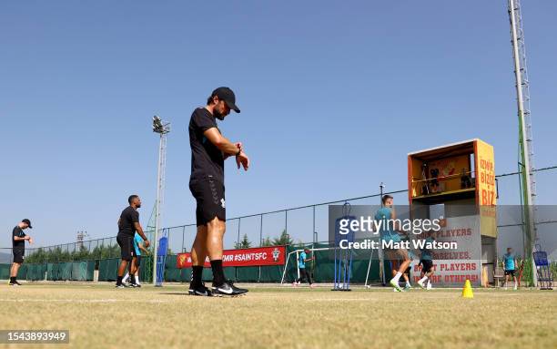 Southampton manager Russell Martin during a Southampton FC training session at the Goztepe Training Centre on July 14, 2023 in Izmir, Turkey.