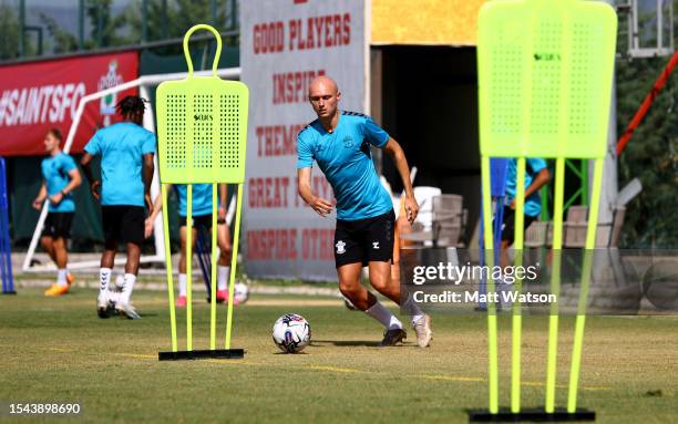 Will Smallbone during a Southampton FC training session at the Goztepe Training Centre on July 14, 2023 in Izmir, Turkey.