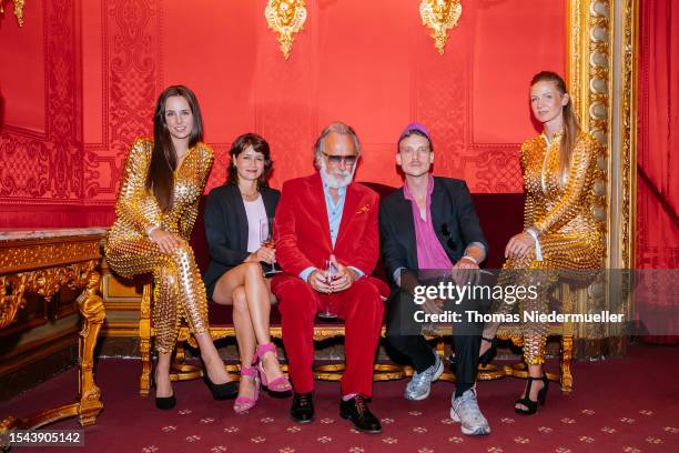 Hostess Janina, Theresa Hanschmann, Friedrich Liechtenstein Daniel Strässer and hostess Anja attend the Casino Summer Night Out 2023 at Casino...