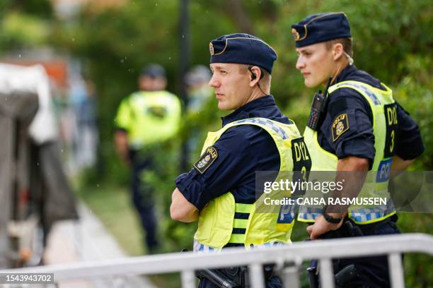 Police make preparations for a demonstration outside Iraq's embassy in Stockholm, Sweden on July 20, 2023. Iraq warned Sweden on July 20, 2023 that...