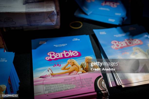 Posters of "Barbie" movie are seen at the "Barbie" premiere in Bangkok, Thailand on July 19, 2023.