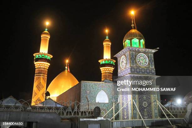 General view shows the Imam Abbas mosque in Iraq's central shrine city of Karbala on July 18 on the first night of the Muslim month of Muharram and...