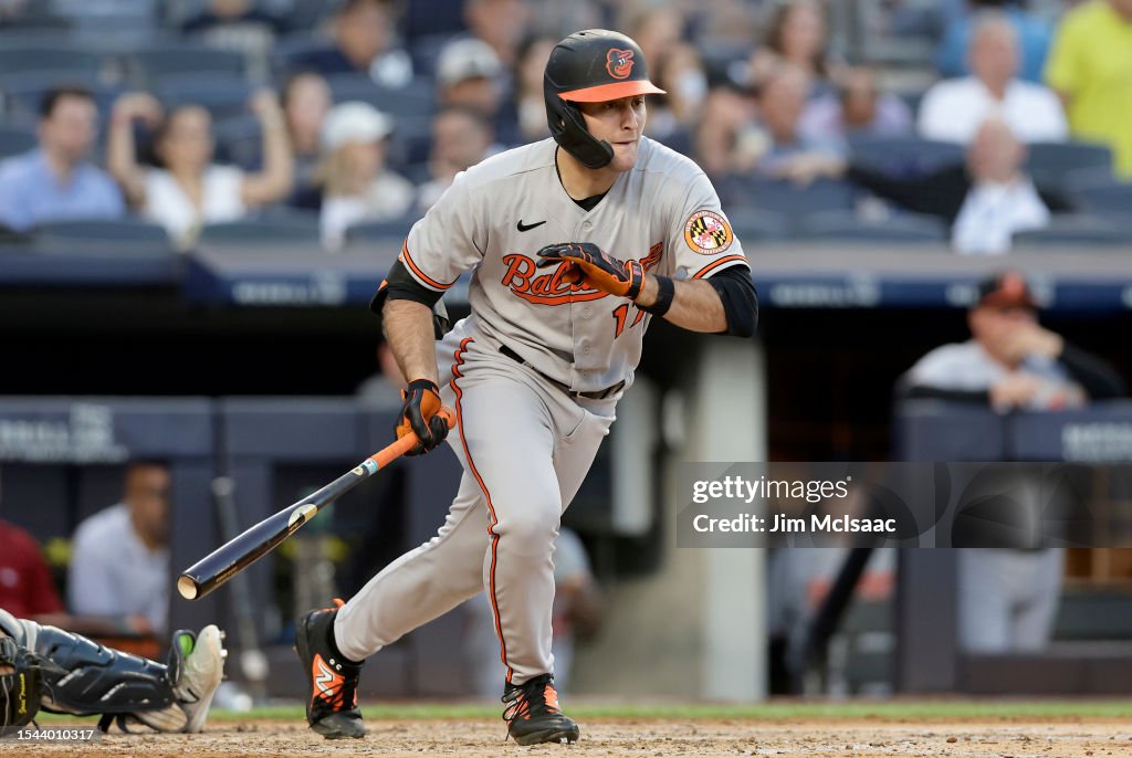 Cowser Colton Cowser of the Baltimore Orioles in action against the New York ...