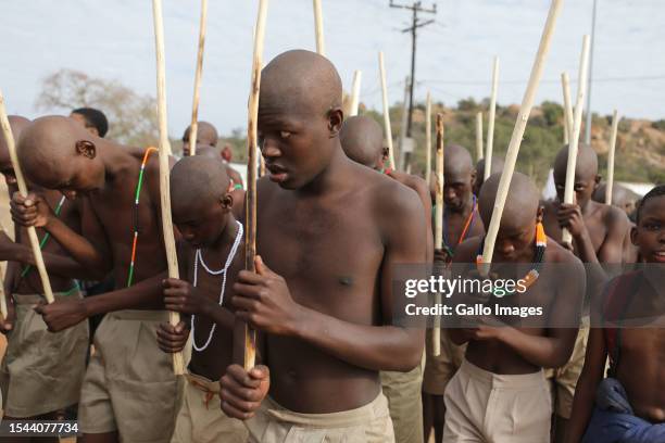 Participants during the initiation ceremony celebrations in Moletjie Moshate on July 14, 2023 in Polokwane , South Africa. The weekend marked the...