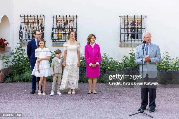 Prince Daniel of Sweden, Princess Estelle of Sweden, Crown Princess Victoria of Sweden, Queen Silvia of Sweden and King Carl Gustaf of Sweden attend...