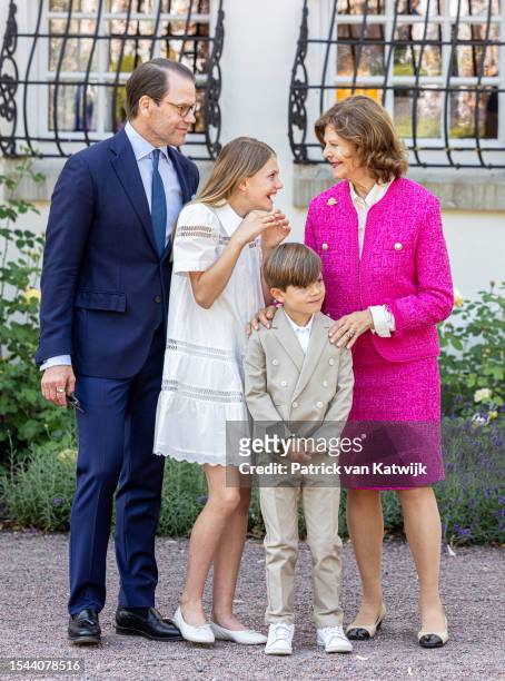 Prince Daniel of Sweden, Princess Estelle of Sweden, Prince Oscar of Sweden, Crown Princess Victoria of Sweden and Queen Silvia of Sweden attend the...