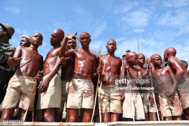 Participants during the initiation ceremony celebrations in Moletjie Moshate on July 14, 2023 in Polokwane , South Africa. The weekend marked the...