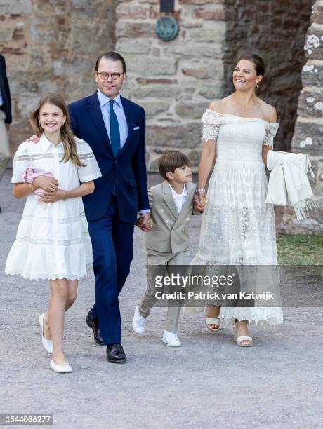 Princess Estelle of Sweden, Prince Daniel of Sweden, Prince Oscar of Sweden and Crown Princess Victoria of Sweden attend the birthday celebration of...