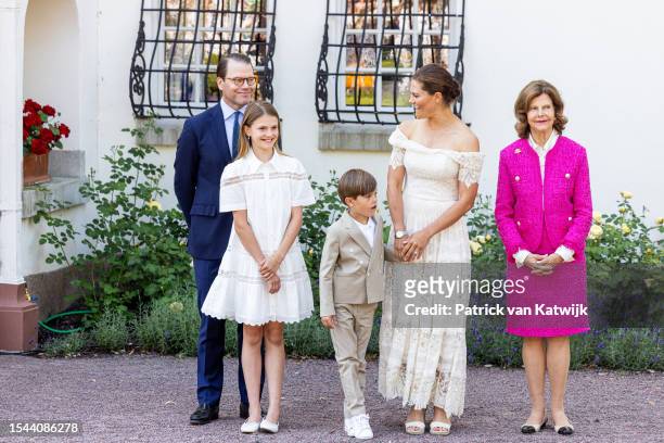 Prince Daniel of Sweden, Princess Estelle of Sweden, Prince Oscar of Sweden, Crown Princess Victoria of Sweden and Queen Silvia of Sweden attend the...