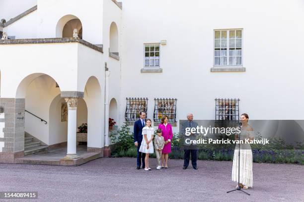 Prince Daniel of Sweden, Princess Estelle of Sweden, Queen Silvia of Sweden, King Carl Gustaf of Sweden and Crown Princess Victoria of Sweden attend...