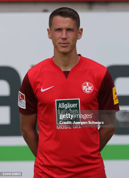 Erik Durm of 1. FC Kaiserslautern poses during the team presentation at Fritz-Walter-Stadion on July 20, 2023 in Kaiserslautern, Germany.