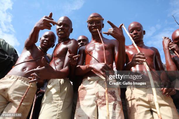 Participants during the initiation ceremony celebrations in Moletjie Moshate on July 14, 2023 in Polokwane , South Africa. The weekend marked the...