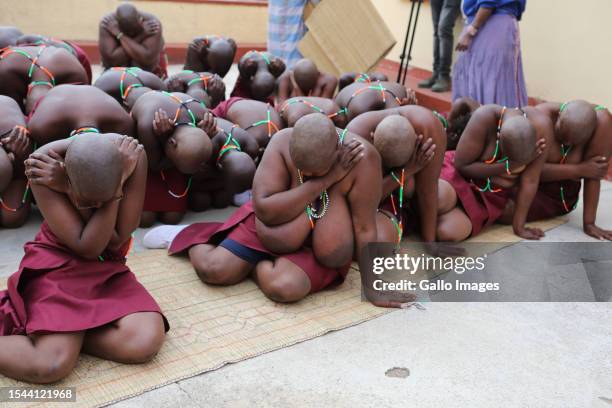 Participants during the initiation ceremony celebrations in Moletjie Moshate on July 14, 2023 in Polokwane , South Africa. The weekend marked the...