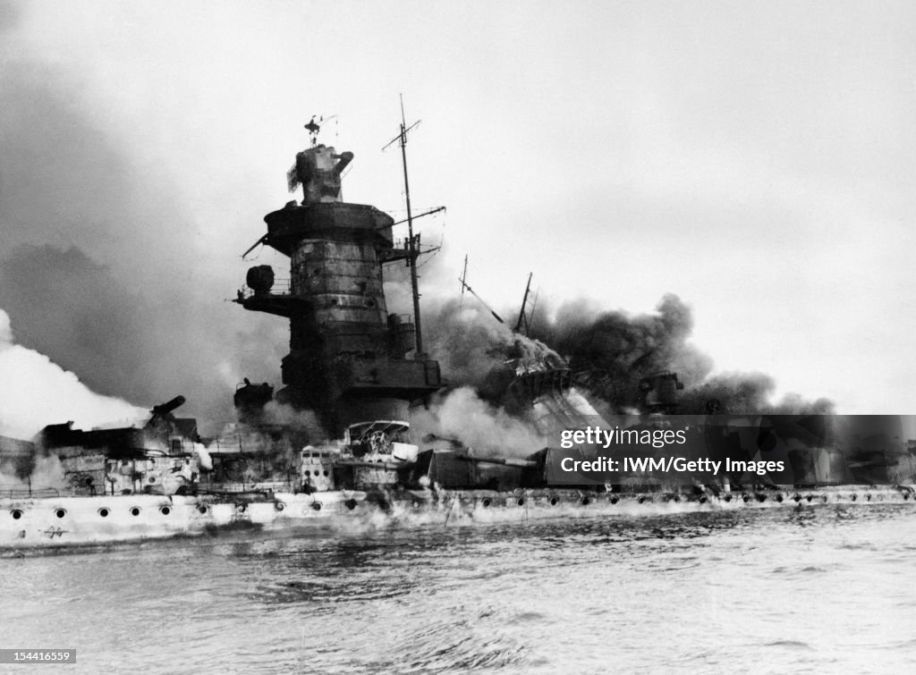 The Admiral Graf Spee In Flames Off Montevideo