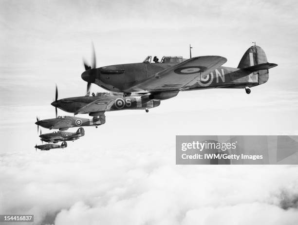 The Royal Navy During The Second World War, Six Fleet Air Arm Hawker Sea Hurricanes operating from Yeovilton, flying in formation, 9 December 1941.