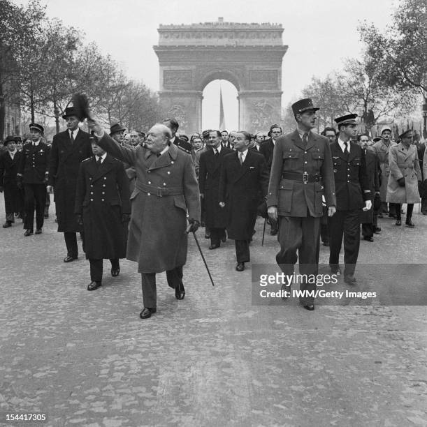 Winston Churchill As Prime Minister 1940-1945, North West Europe 1944 Winston Churchill and General Charles de Gaulle at the French armistice day...