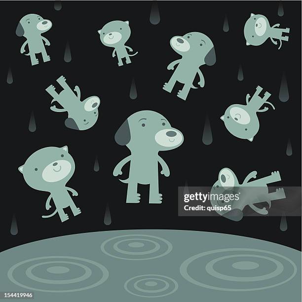 raining cats and dogs - liquid puddle stock illustrations