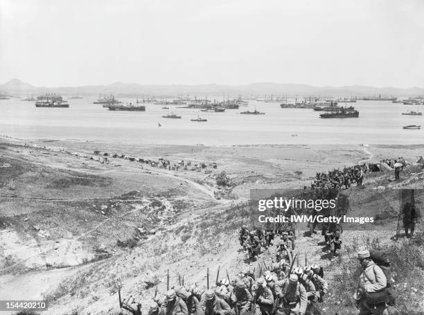 Gallipoli 1915, French infantry arriving at Mudros, on the Greek Island of Lemnos, during the Gallipoli Campaign in 1915.