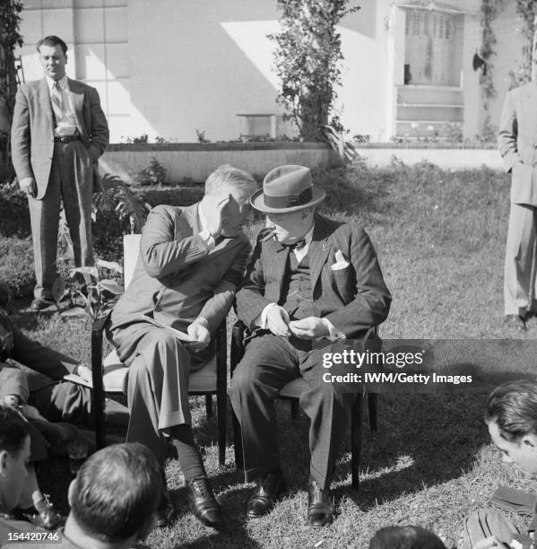 Winston Churchill In North Africa, President Franklin D Roosevelt of the United States confers with the Prime Minister of Britain, Winston Churchill...