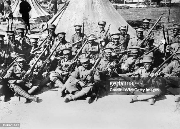 Soldiers og the British West Indies Regiment in camp on the Albert to Amiens Road, France, World War I, September 1916. Ministry Of Information First...