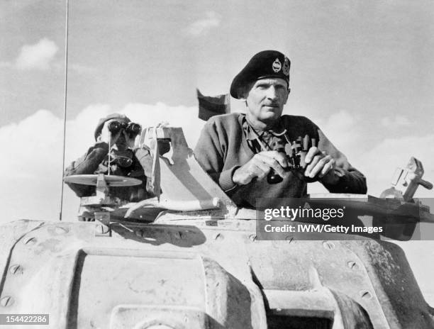 The Campaign In North Africa 1940-1943: Personalities, Lieutenant General B L Montgomery, General Officer Commanding Eighth Army, watches the...