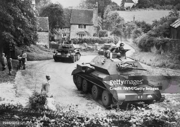 The British Army In The United Kingdom 1939-45, Cruiser Mk IV tanks of 5th Royal Tank Regiment, 3rd Armoured Brigade, 1st Armoured Division, drive...