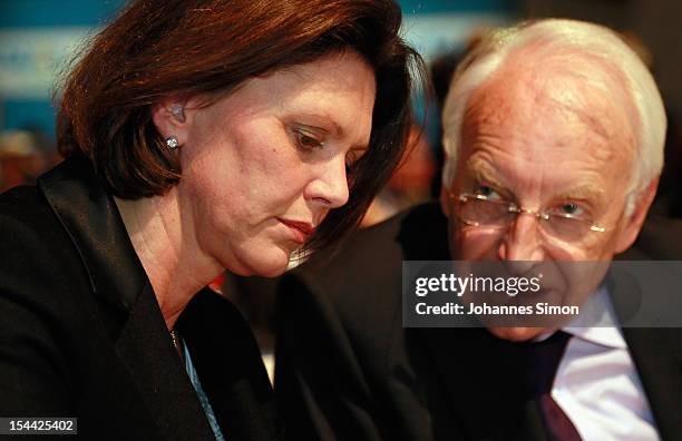 German Agriculture and Consumer Protection Minister Ilse Aigner and Edmund Stoiber, former Minister-President of Bavaria, chat together ahead of the...