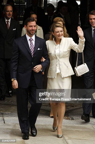 Crown Prince Guillaume of Luxembourg and Countess Stephanie de Lannoy depart the Grand-Ducal Palace prior to their civil ceremony at the Hotel De...