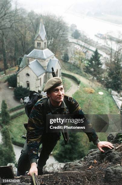 Prince Philippe of Belgium during a para commando training.